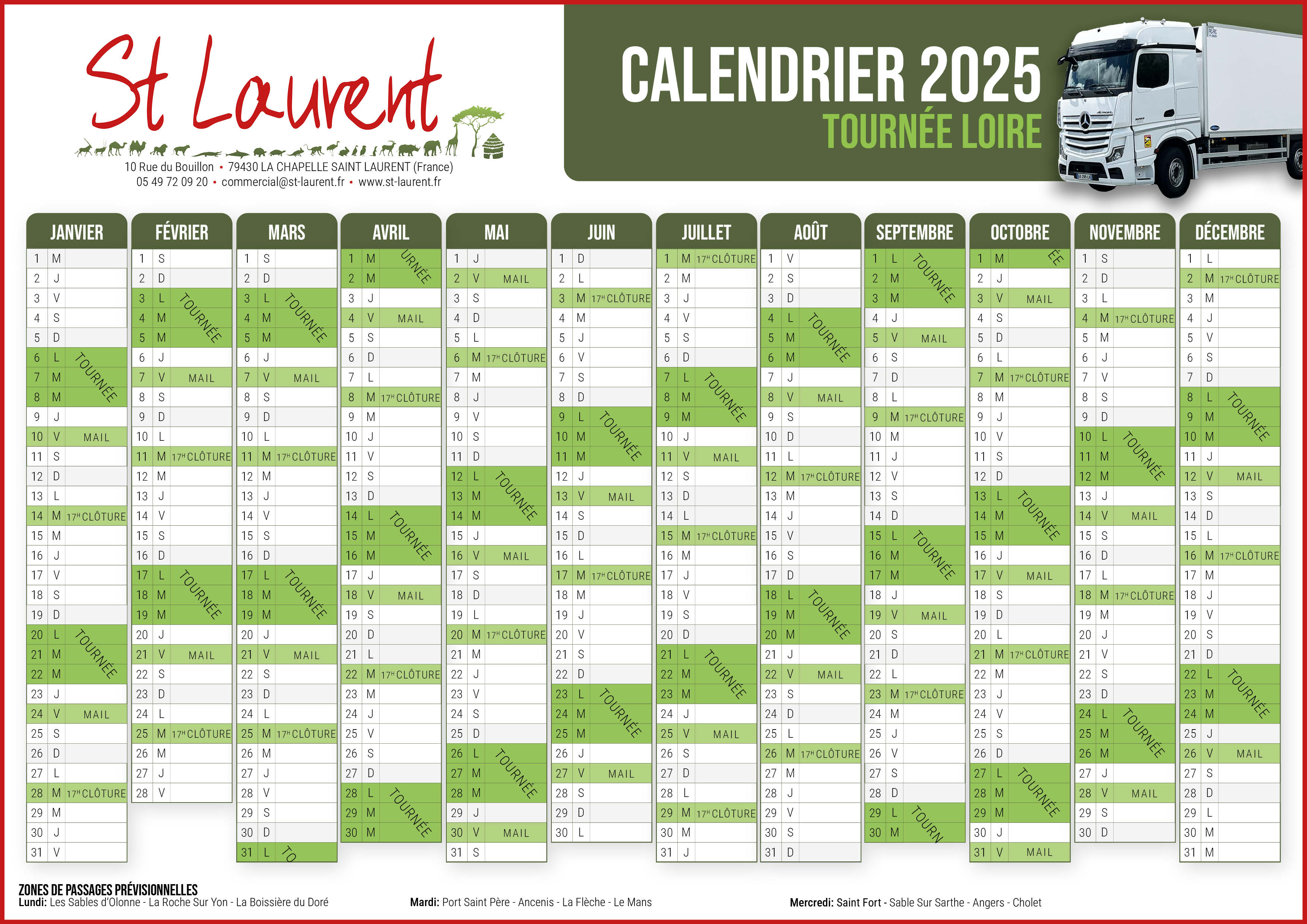 Calendrier tournée Loire 2025